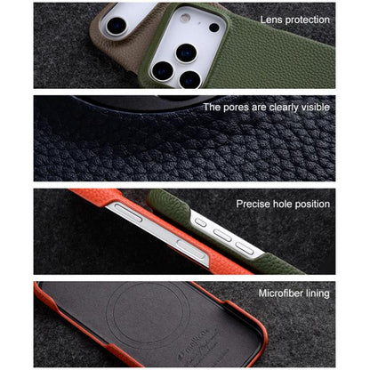 melkco Litchi Texture Magnetic Half Coverage Genuine Leather Phone Case, For iPhone Air, For iPhone 16 Pro Max, For iPhone 16 Pro