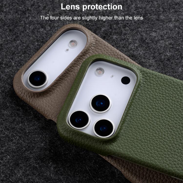 melkco Litchi Texture Magnetic Half Coverage Genuine Leather Phone Case, For iPhone Air, For iPhone 16 Pro Max, For iPhone 16 Pro