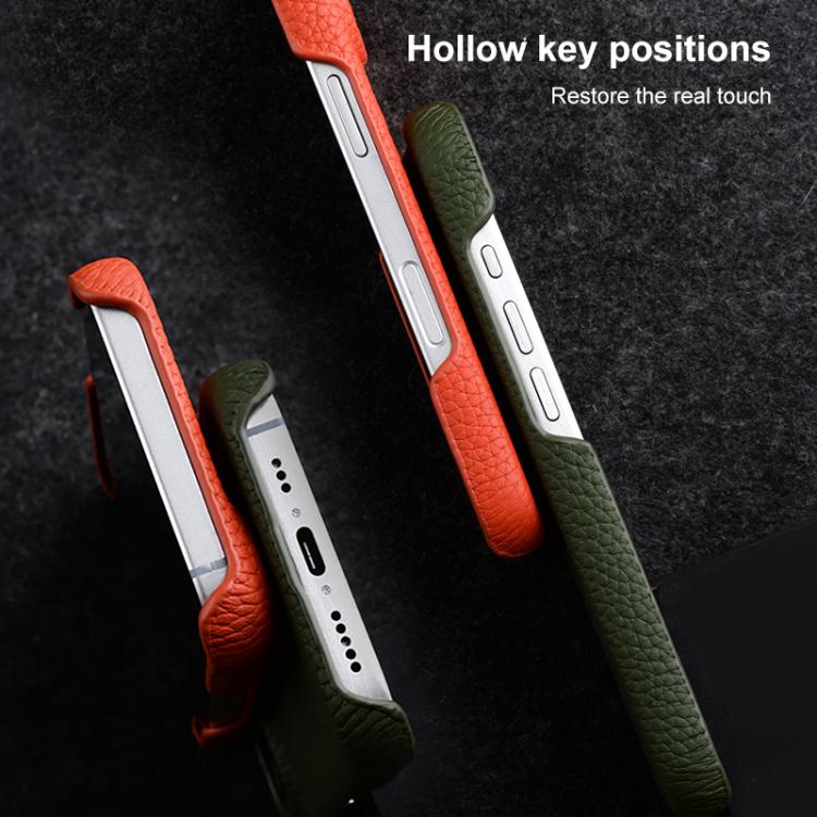 melkco Litchi Texture Magnetic Half Coverage Genuine Leather Phone Case, For iPhone Air, For iPhone 16 Pro Max, For iPhone 16 Pro