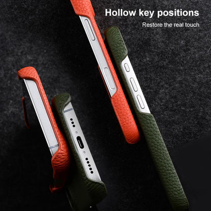 melkco Litchi Texture Magnetic Half Coverage Genuine Leather Phone Case, For iPhone Air, For iPhone 16 Pro Max, For iPhone 16 Pro