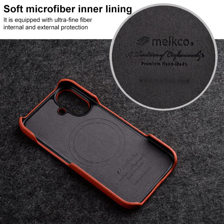 melkco Litchi Texture Magnetic Half Coverage Genuine Leather Phone Case, For iPhone Air, For iPhone 16 Pro Max, For iPhone 16 Pro
