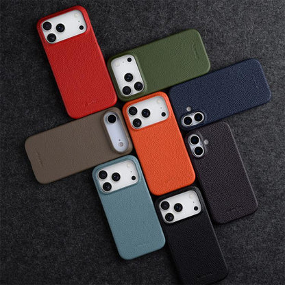 melkco Litchi Texture Magnetic Half Coverage Genuine Leather Phone Case, For iPhone Air, For iPhone 16 Pro Max, For iPhone 16 Pro