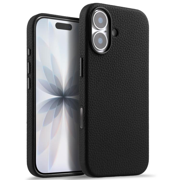 melkco Litchi Texture Magnetic Full Coverage Genuine Leather Phone Case with AI Button, For iPhone 17, For iPhone Air