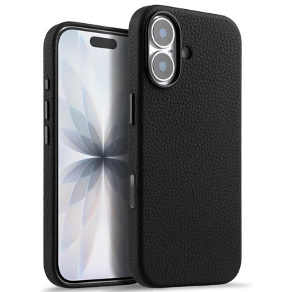 melkco Litchi Texture Magnetic Full Coverage Genuine Leather Phone Case with AI Button, For iPhone 17, For iPhone Air