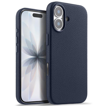 melkco Litchi Texture Magnetic Full Coverage Genuine Leather Phone Case with AI Button, For iPhone 17, For iPhone Air