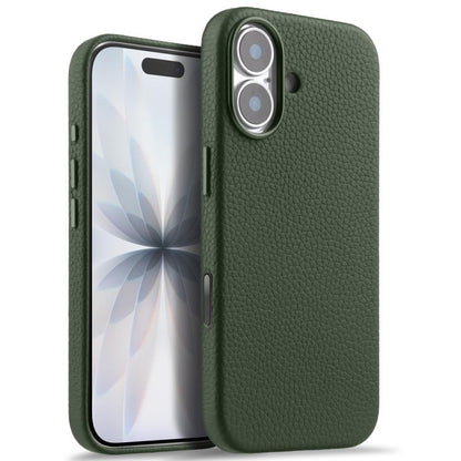melkco Litchi Texture Magnetic Full Coverage Genuine Leather Phone Case with AI Button, For iPhone 17, For iPhone Air