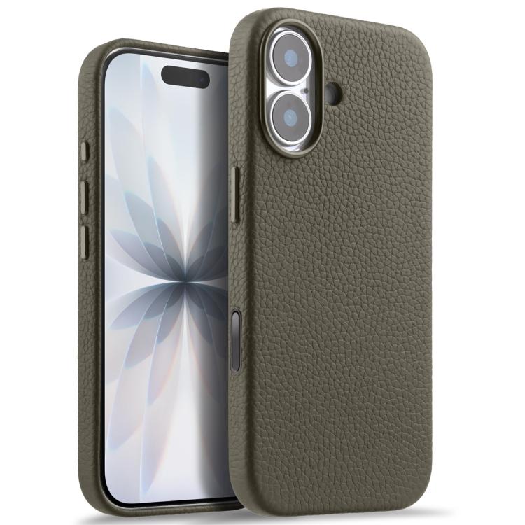 melkco Litchi Texture Magnetic Full Coverage Genuine Leather Phone Case with AI Button, For iPhone 17, For iPhone Air