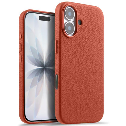 melkco Litchi Texture Magnetic Full Coverage Genuine Leather Phone Case with AI Button, For iPhone 17, For iPhone Air