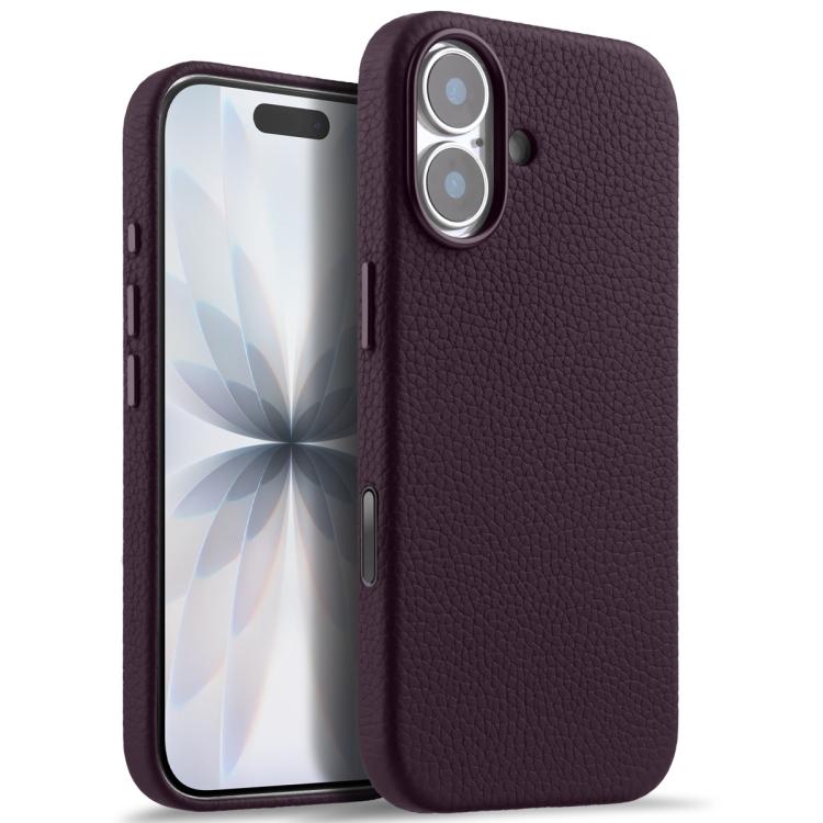 melkco Litchi Texture Magnetic Full Coverage Genuine Leather Phone Case with AI Button, For iPhone 17, For iPhone Air