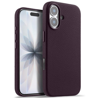 melkco Litchi Texture Magnetic Full Coverage Genuine Leather Phone Case with AI Button, For iPhone 17, For iPhone Air
