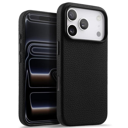 melkco Litchi Texture Magnetic Full Coverage Genuine Leather Phone Case with AI Button, For iPhone 18 Pro / 17 Pro, For iPhone 18 Pro Max / 17 Pro Max