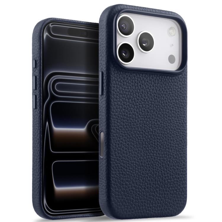 melkco Litchi Texture Magnetic Full Coverage Genuine Leather Phone Case with AI Button, For iPhone 18 Pro / 17 Pro, For iPhone 18 Pro Max / 17 Pro Max
