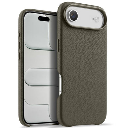 melkco Litchi Texture Magnetic Full Coverage Genuine Leather Phone Case with AI Button, For iPhone 17, For iPhone Air