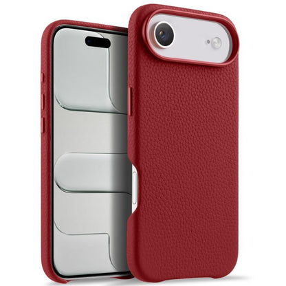 melkco Litchi Texture Magnetic Full Coverage Genuine Leather Phone Case with AI Button, For iPhone 17, For iPhone Air