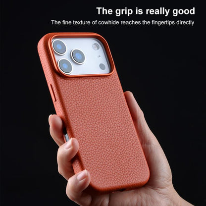 melkco Litchi Texture Magnetic Full Coverage Genuine Leather Phone Case with AI Button, For iPhone 17, For iPhone Air