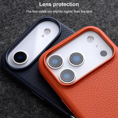 melkco Litchi Texture Magnetic Full Coverage Genuine Leather Phone Case with AI Button, For iPhone 18 Pro / 17 Pro, For iPhone 18 Pro Max / 17 Pro Max