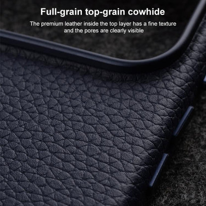 melkco Litchi Texture Magnetic Full Coverage Genuine Leather Phone Case with AI Button, For iPhone 18 Pro / 17 Pro, For iPhone 18 Pro Max / 17 Pro Max