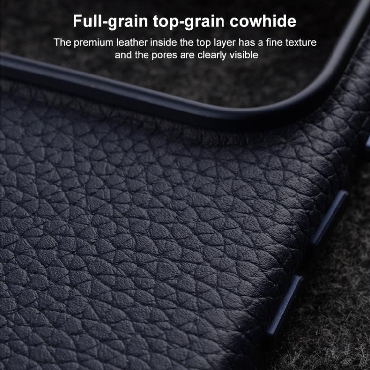 melkco Litchi Texture Magnetic Full Coverage Genuine Leather Phone Case with AI Button, For iPhone 17, For iPhone Air