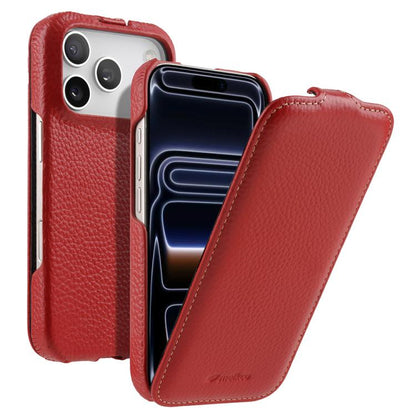 melkco Litchi Texture Vertical Flip Magnetic Genuine Leather Phone Case, For iPhone 18 Pro, For iPhone 18 Pro Max, For iPhone 17 Pro Max, For iPhone 17 Pro