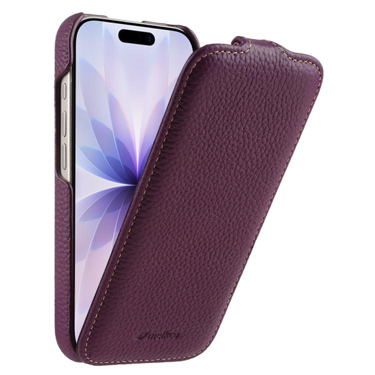 melkco Litchi Texture Vertical Flip Magnetic Genuine Leather Phone Case, For iPhone 17, For iPhone Air