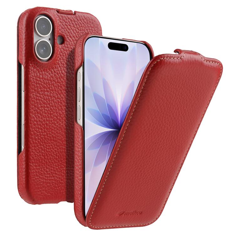 melkco Litchi Texture Vertical Flip Magnetic Genuine Leather Phone Case, For iPhone 17, For iPhone Air
