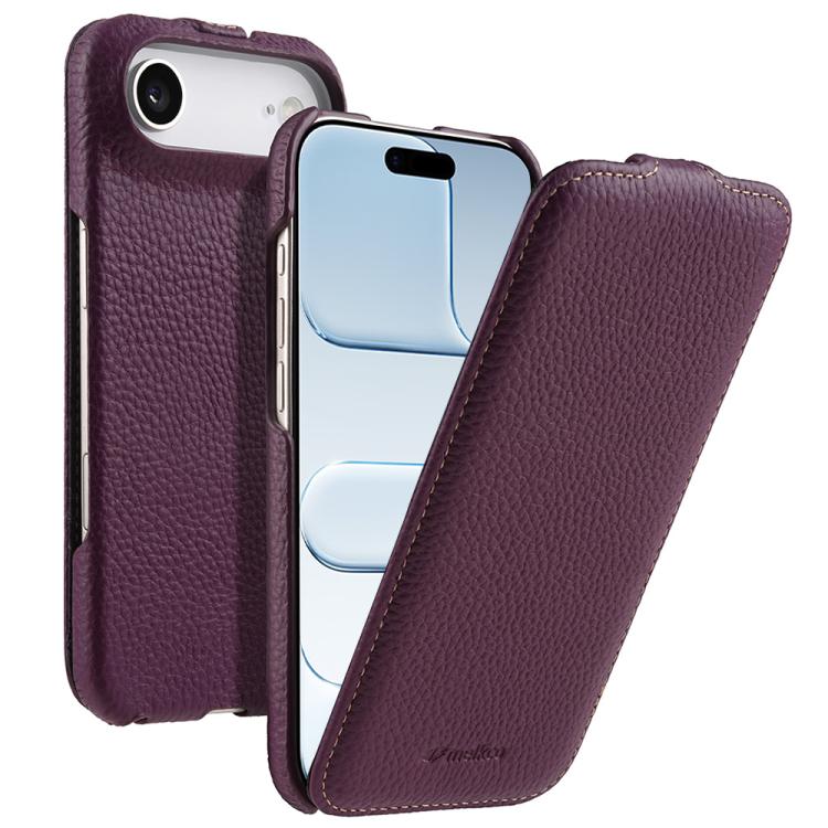 melkco Litchi Texture Vertical Flip Magnetic Genuine Leather Phone Case, For iPhone 17, For iPhone Air