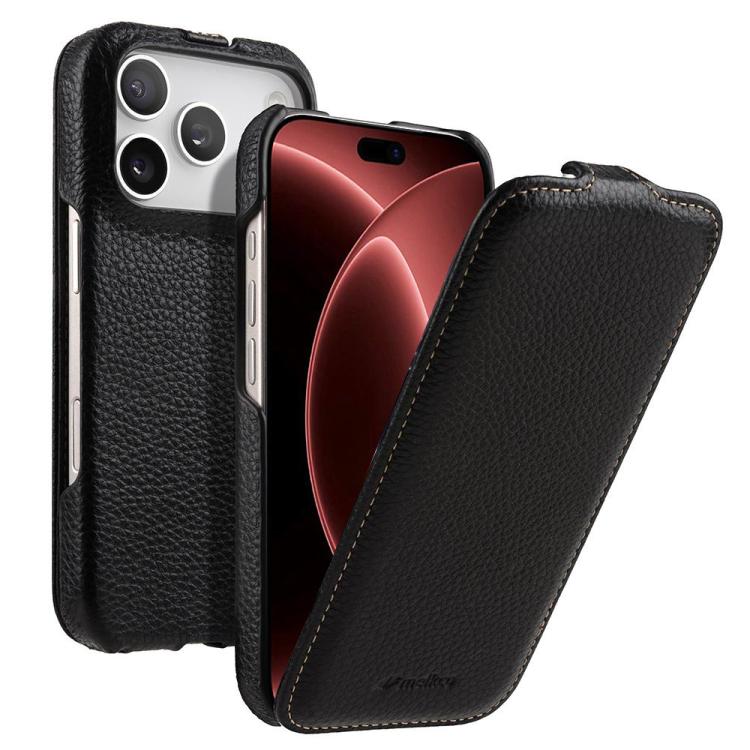 melkco Litchi Texture Vertical Flip Magnetic Genuine Leather Phone Case, For iPhone 18 Pro, For iPhone 18 Pro Max, For iPhone 17 Pro Max, For iPhone 17 Pro