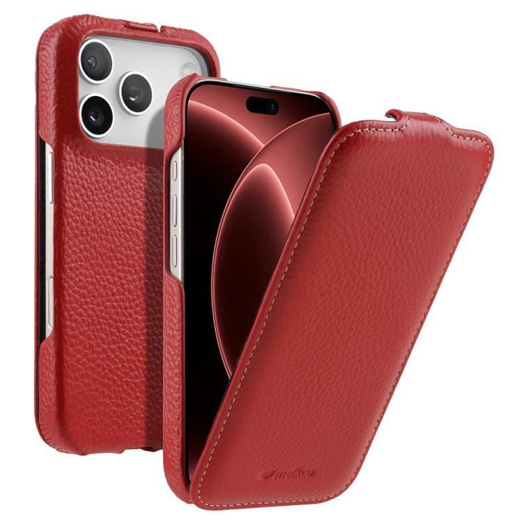 melkco Litchi Texture Vertical Flip Magnetic Genuine Leather Phone Case, For iPhone 18 Pro, For iPhone 18 Pro Max, For iPhone 17 Pro Max, For iPhone 17 Pro