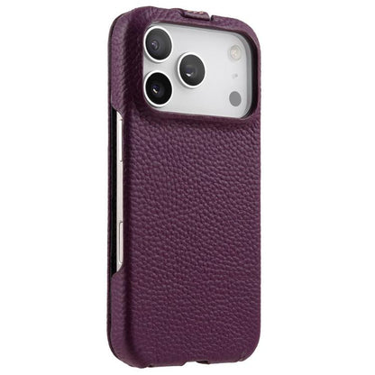 melkco Litchi Texture Vertical Flip Magnetic Genuine Leather Phone Case, For iPhone 18 Pro, For iPhone 18 Pro Max, For iPhone 17 Pro Max, For iPhone 17 Pro