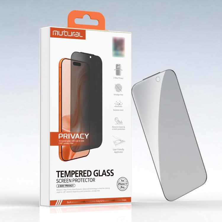 Mutural Easy Install Dust-Free Chamber Privacy Tempered Glass Film, For iPhone 17 Pro Max, For iPhone 17 Pro, For iPhone 17, For iPhone Air