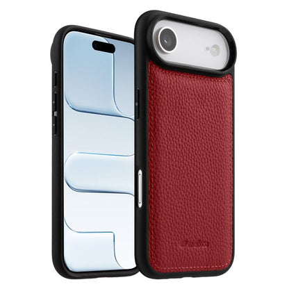 melkco Litchi Texture Full Coverage Genuine Leather Hybrid PC Phone Case, For iPhone Air, For iPhone 16 Pro Max, For iPhone 16 Pro
