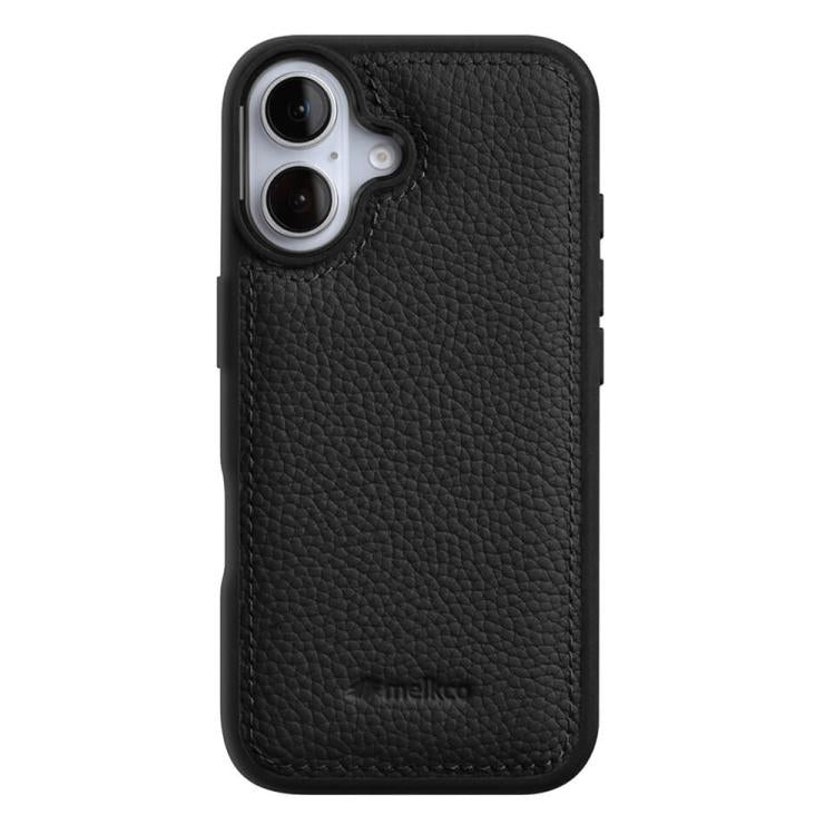 melkco Litchi Texture Full Coverage Genuine Leather Hybrid PC Phone Case, For iPhone 16