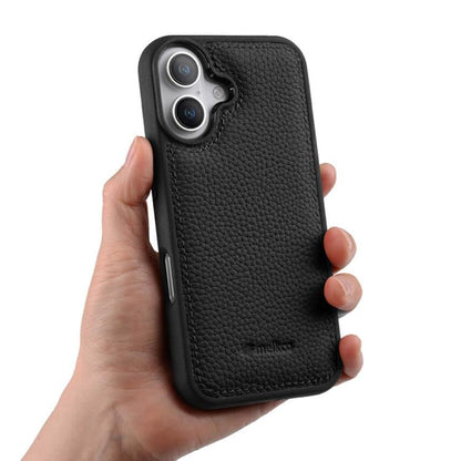 melkco Litchi Texture Full Coverage Genuine Leather Hybrid PC Phone Case, For iPhone 16