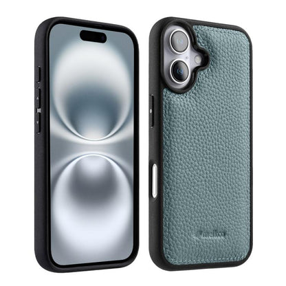 melkco Litchi Texture Full Coverage Genuine Leather Hybrid PC Phone Case, For iPhone 16