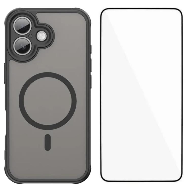 WANLONFENG FD Series Skin Touch Magnetic Phone Case with Screen Film, For iPhone 16, For iPhone 15 Pro Max, For iPhone 15 Pro, For iPhone 15