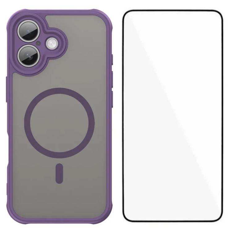 WANLONFENG FD Series Skin Touch Magnetic Phone Case with Screen Film, For iPhone 16, For iPhone 15 Pro Max, For iPhone 15 Pro, For iPhone 15