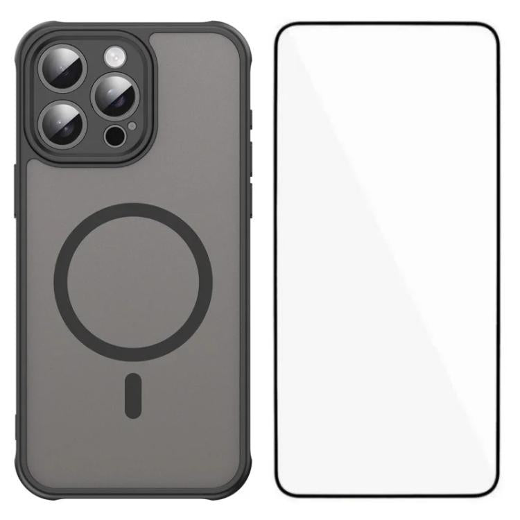 WANLONFENG FD Series Skin Touch Magnetic Phone Case with Screen Film, For iPhone 16, For iPhone 15 Pro Max, For iPhone 15 Pro, For iPhone 15