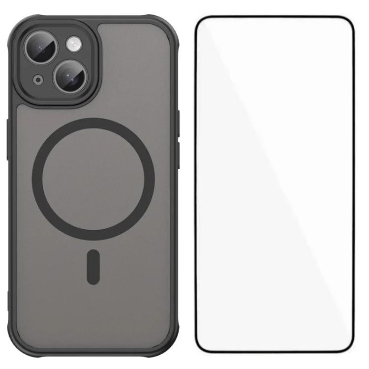 WANLONFENG FD Series Skin Touch Magnetic Phone Case with Screen Film, For iPhone 16, For iPhone 15 Pro Max, For iPhone 15 Pro, For iPhone 15