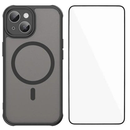 WANLONFENG FD Series Skin Touch Magnetic Phone Case with Screen Film, For iPhone 16, For iPhone 15 Pro Max, For iPhone 15 Pro, For iPhone 15