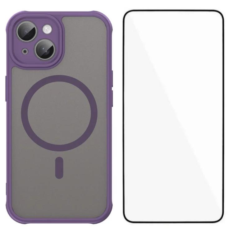 WANLONFENG FD Series Skin Touch Magnetic Phone Case with Screen Film, For iPhone 16, For iPhone 15 Pro Max, For iPhone 15 Pro, For iPhone 15