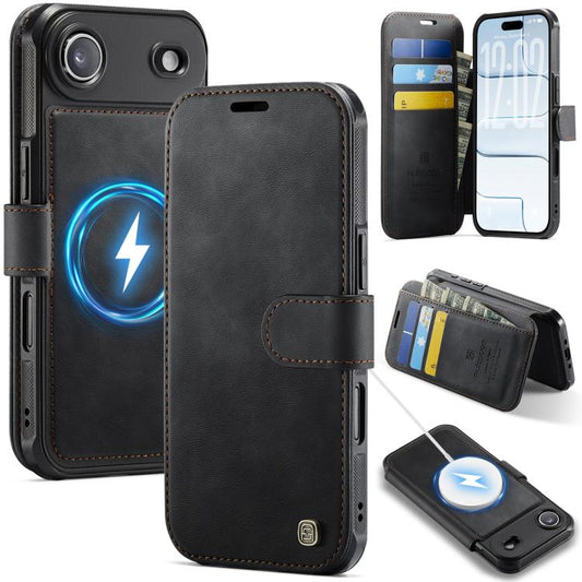 AutSpace A15 Retro Magnetic Clasp Vegan Leather Phone Case, For iPhone Air, For iPhone 16 Pro Max, For iPhone 16 Pro, For iPhone 16 Plus