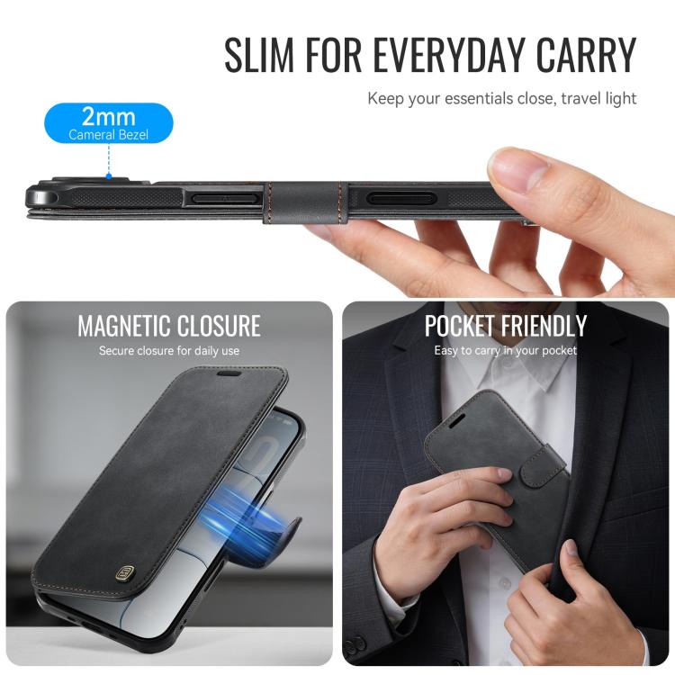AutSpace A15 Retro Magnetic Clasp Vegan Leather Phone Case, For iPhone Air, For iPhone 16 Pro Max, For iPhone 16 Pro, For iPhone 16 Plus