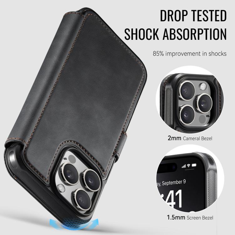 AutSpace A15 Retro Magnetic Clasp Vegan Leather Phone Case, For iPhone 13 Pro Max, For iPhone 13 Pro, For iPhone 12 / 12 Pro, For iPhone 12 Pro Max