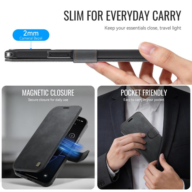 AutSpace A15 Retro Magnetic Clasp Vegan Leather Phone Case, For iPhone 13 Pro Max, For iPhone 13 Pro, For iPhone 12 / 12 Pro, For iPhone 12 Pro Max