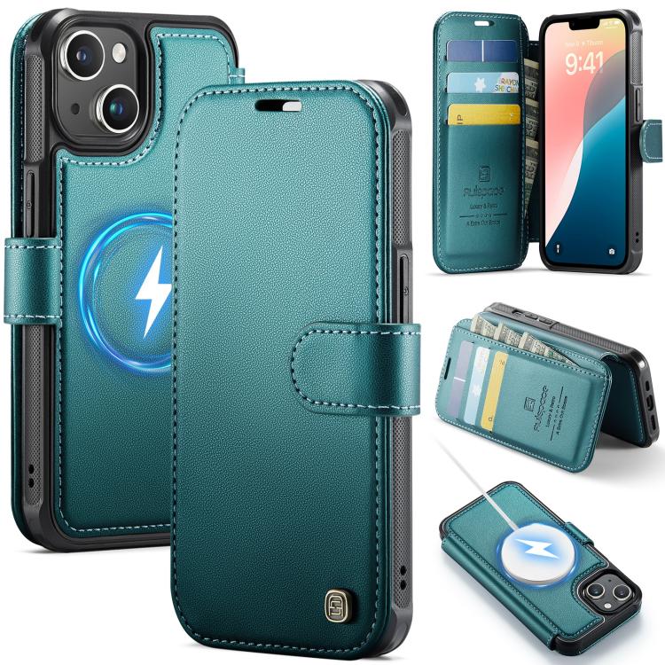 AutSpace A15 Retro Magnetic Clasp Vegan Leather Phone Case, For iPhone 15, For iPhone 14 / 13, For iPhone 14 Pro, For iPhone 14 Pro Max