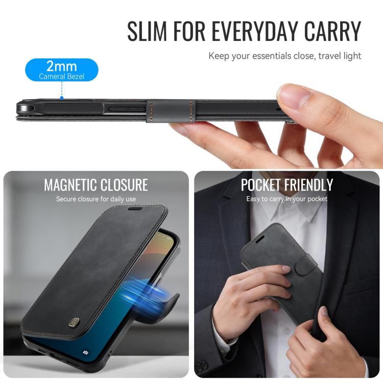 AutSpace A15 Retro Magnetic Clasp Vegan Leather Phone Case, For iPhone 15, For iPhone 14 / 13, For iPhone 14 Pro, For iPhone 14 Pro Max
