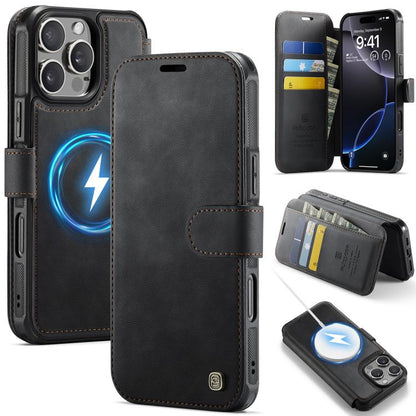 AutSpace A15 Retro Magnetic Clasp Vegan Leather Phone Case, For iPhone Air, For iPhone 16 Pro Max, For iPhone 16 Pro, For iPhone 16 Plus