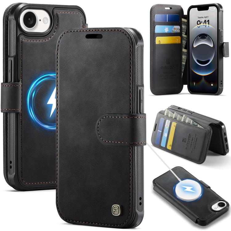 AutSpace A15 Retro Magnetic Clasp Vegan Leather Phone Case, For iPhone 18 Pro / 17 Pro, For iPhone 18 Pro Max / 17 Pro Max, For iPhone 17e / 16e, For iPhone 17