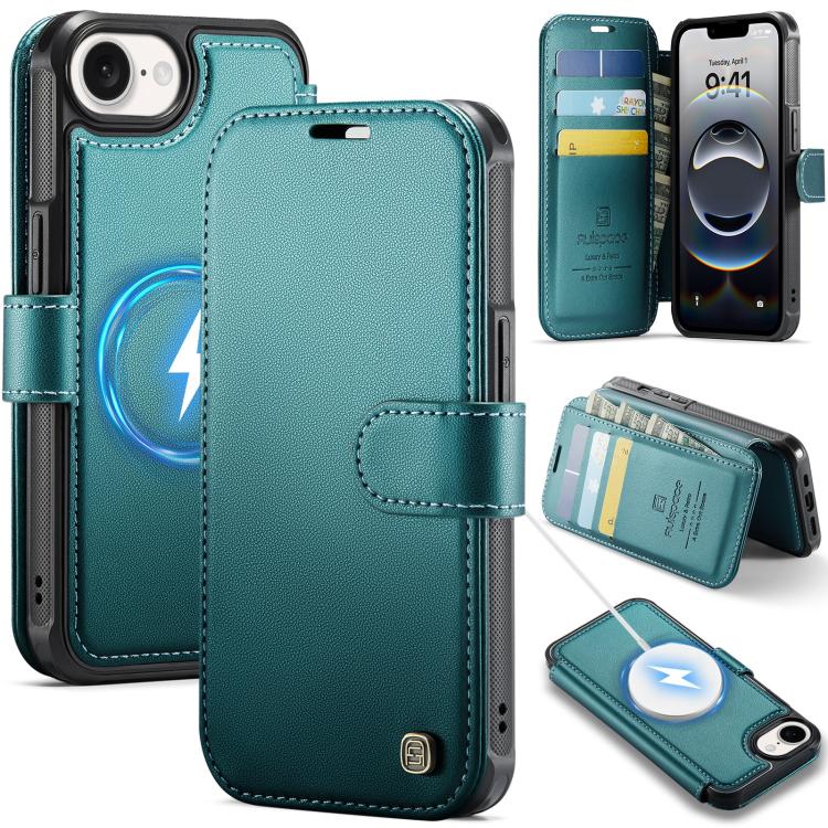 AutSpace A15 Retro Magnetic Clasp Vegan Leather Phone Case, For iPhone 18 Pro / 17 Pro, For iPhone 18 Pro Max / 17 Pro Max, For iPhone 17e / 16e, For iPhone 17