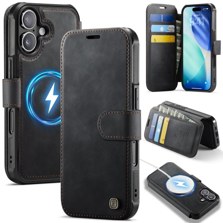 AutSpace A15 Retro Magnetic Clasp Vegan Leather Phone Case, For iPhone 16, For iPhone 15 Pro Max, For iPhone 15 Pro, For iPhone 15 Plus / 14 Plus